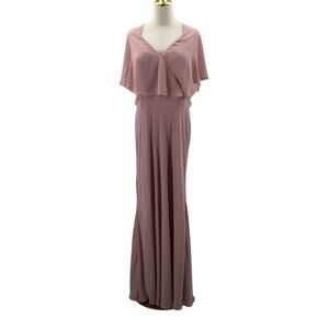 AW BRIDAL 14 1X plus rose quartz chiffon mother of bride maxi dress NEW B132